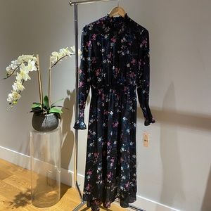 Black, semi high low black dress with floral